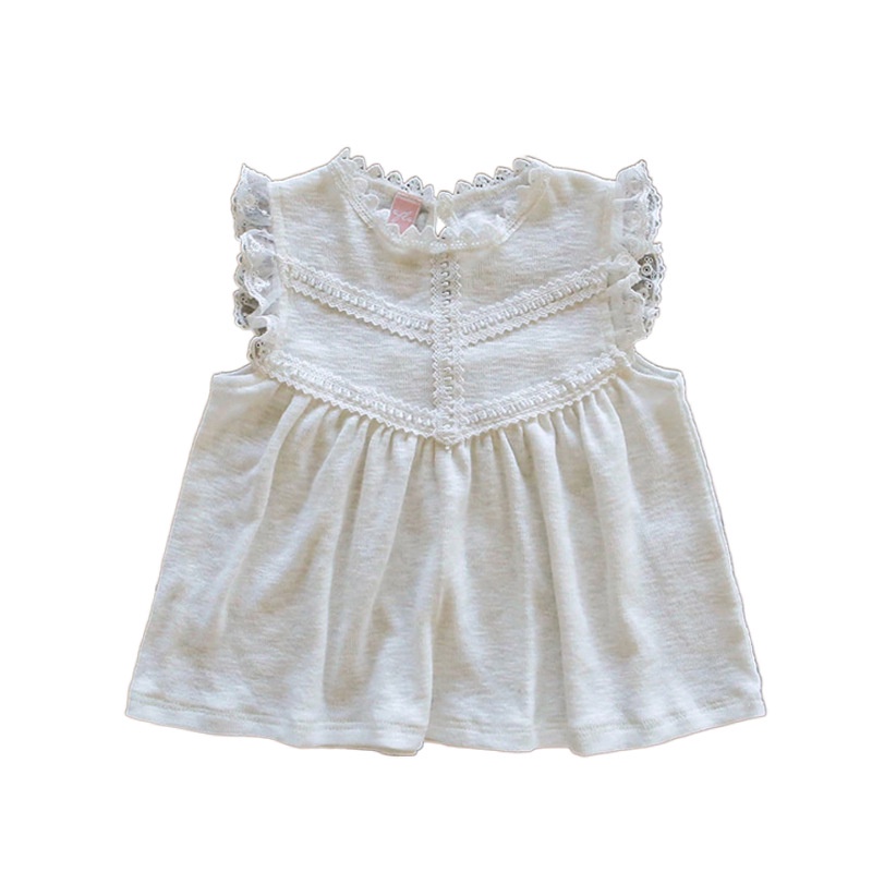 Áo Thun Không Tay Phối Ren Họa Tiết Dâu Tây Phong Cách Hàn Quốc Thời Trang Mùa Hè 2023 Dành Cho Bé Gái