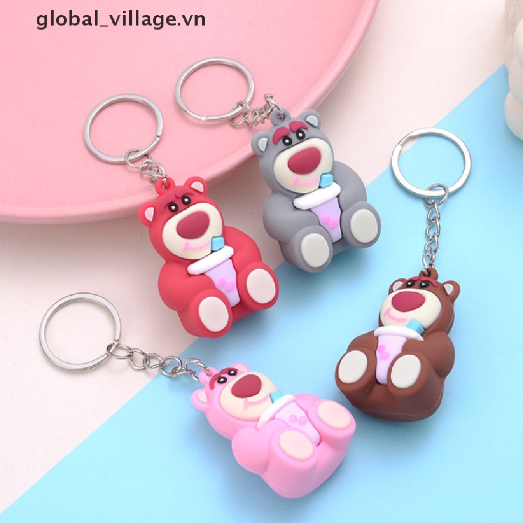 Móc Khóa Resin Hình Gấu Dâu Tây Hoạt Hình Dễ Thương Tinh Tế Làm Quà Tặng Cho Cặp Đôi [VN