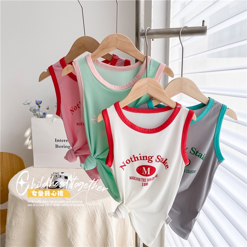 80-150cm Bé Gái Ice Silk Váy Ngủ Mùa Hè Trẻ Em Không Tay Đầm Cho Bé Không Xương Sling Đầm Bé Gái Áo Vest Quần Áo Gia Đình