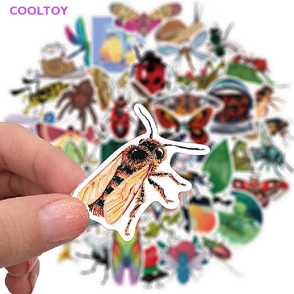 Cooltoy Bộ 50 Miếng Dán Hình Côn Trùng Động Vật Graffiti Bướm Bọ Rùa