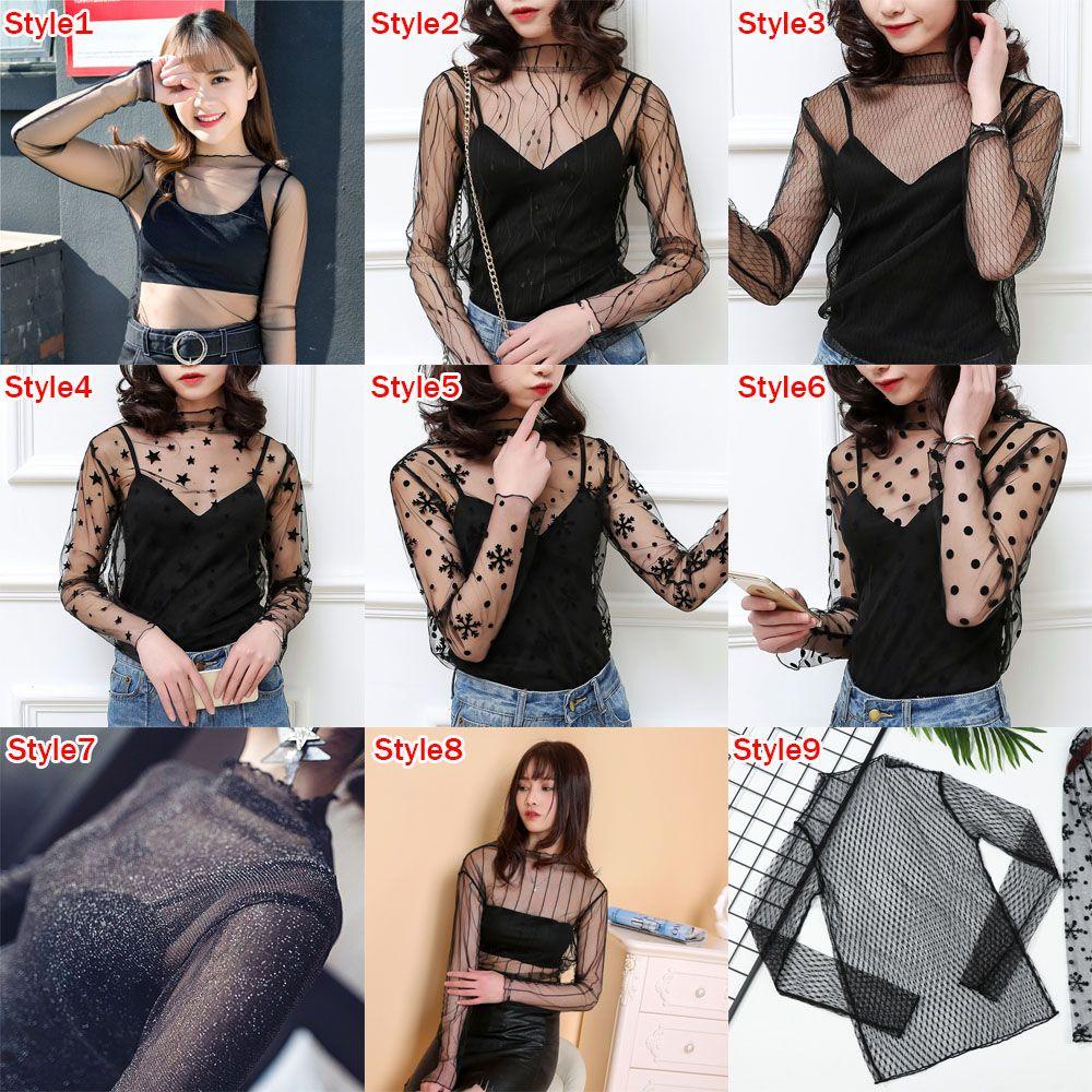 1 Áo Lưới Phối Ren Không Đường May Gợi Cảm Hợp Thời Trang