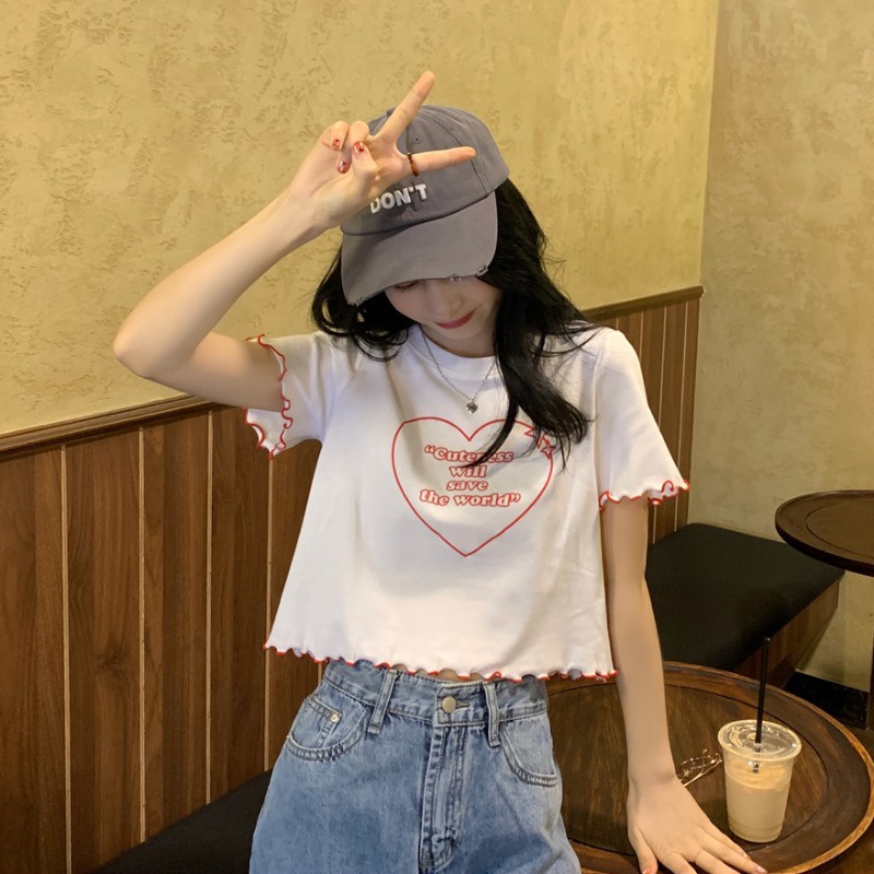 Áo Thun Đen Ngắn Tay Phong Cách Hàn Quốc Thời Trang Mùa Hè Cho Nữ