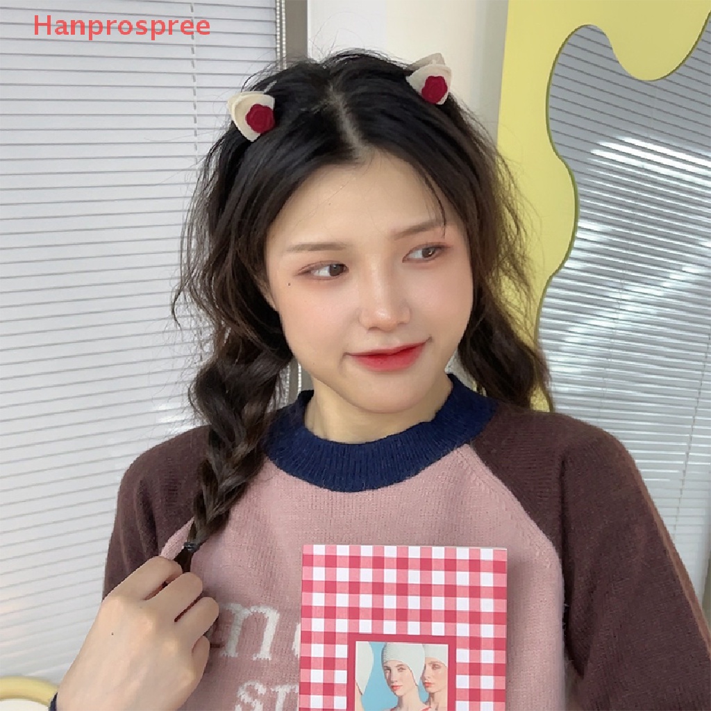 Hanprospree > Kẹp Tóc Mái Hình Tai Mèo Hai Mặt Màu Trơn Phong Cách Retro