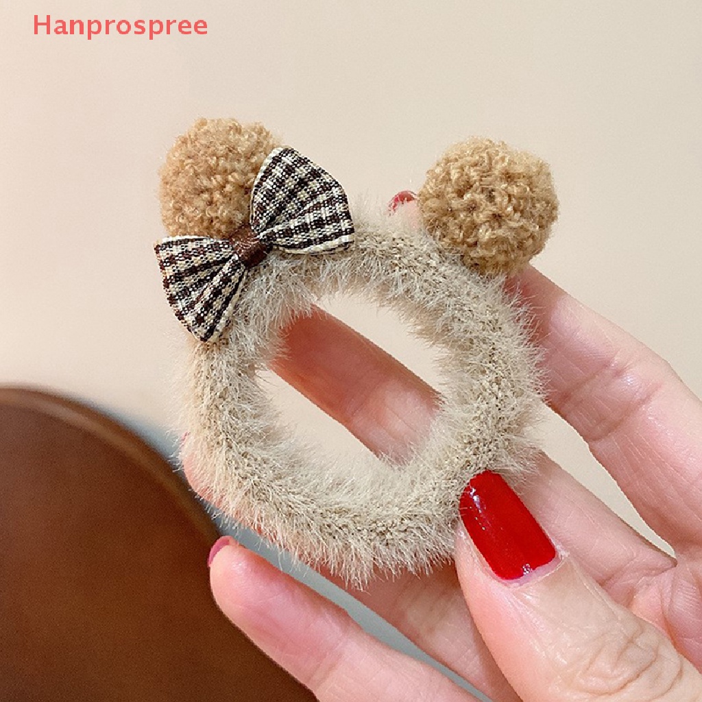 Dây Buộc Tóc Đính Lông Giả Hình Gấu Dễ Thương Cho Nữ