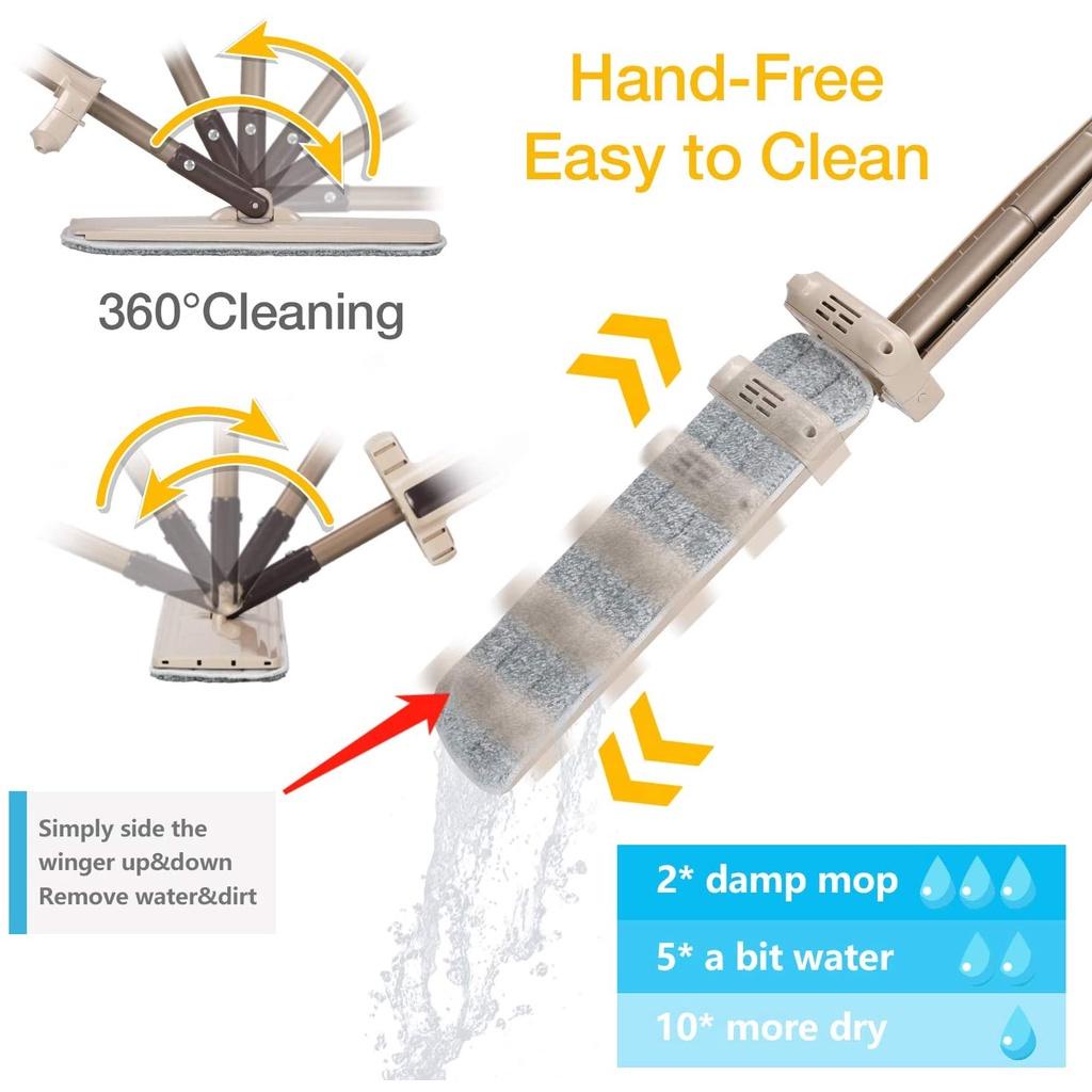 Chổi lau nhà tự vắt và cọ trần - tường - kính đầu Chữ Nhật xoay 360 độ (chưa bao gồm thùng) mã 70068