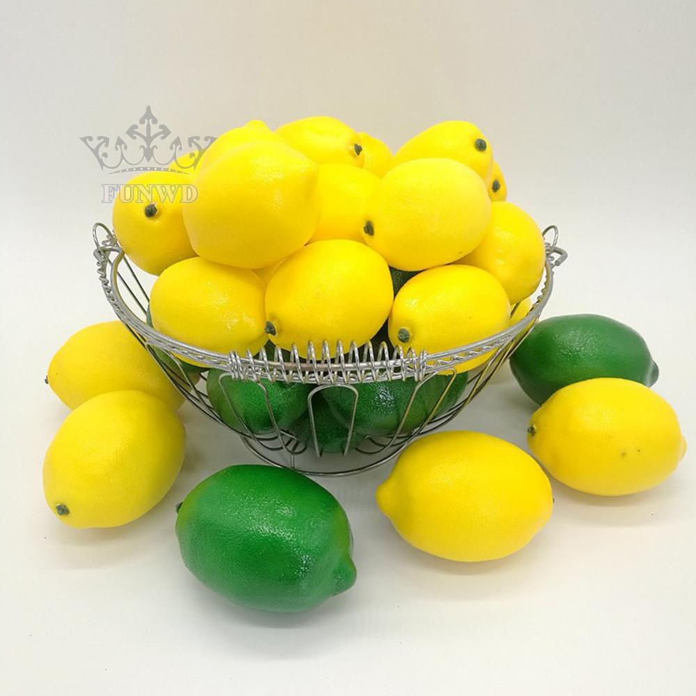 【FUNWD】6Pcs Artificial Lemons Plastic Fake Fruit For Home Decoration Photography Props