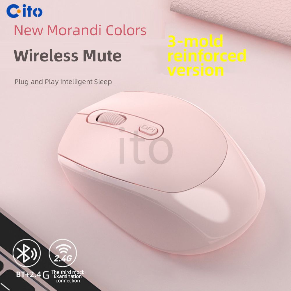 Macaron Chuột Không Dây Im Lặng Nhiều Màu Chuột Bluetooth Văn Phòng Có Thể Sạc Lại Ba Chế Độ [Ito]