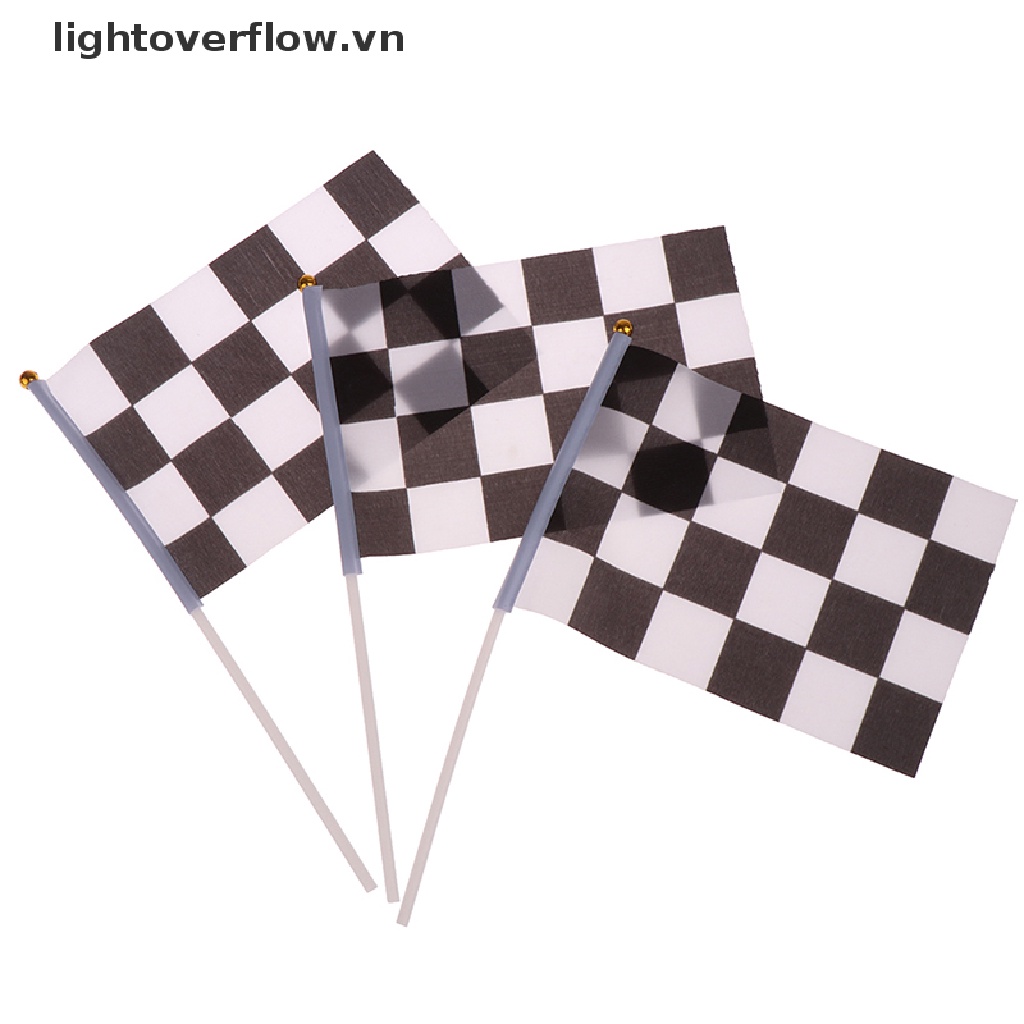 Bộ 10 Lá Cờ Đua Xe Hình Vuông Màu Trắng Đen Độc Đáo