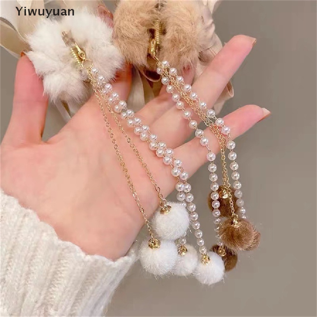 < Yiwuyuan > Kẹp Tóc Đính Nơ Lông Nhung Mềm Mại Thời Trang Thanh Lịch Dành Cho Nữ