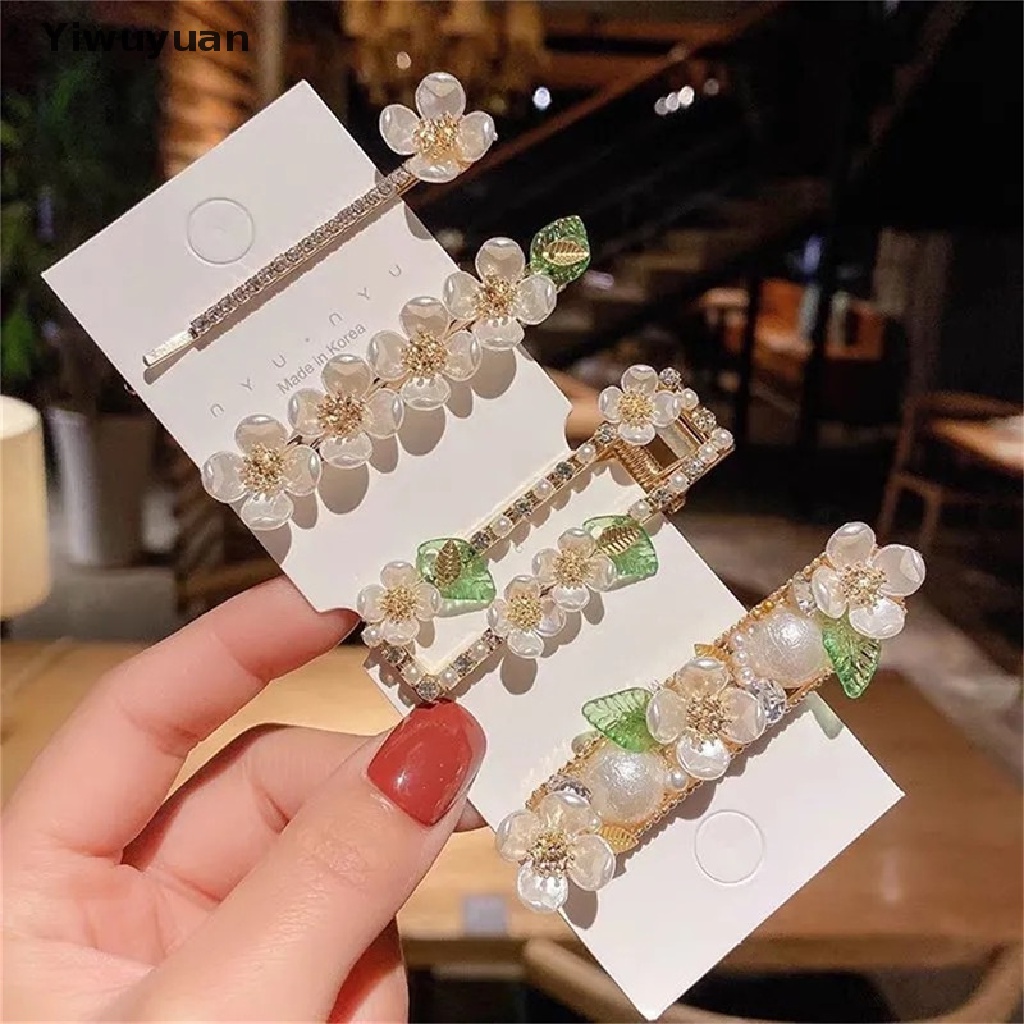 < Yiwuyuan > Kẹp Tóc Mỏ Vịt Đính Ngọc Trai Thời Trang Phong Cách Hàn Quốc