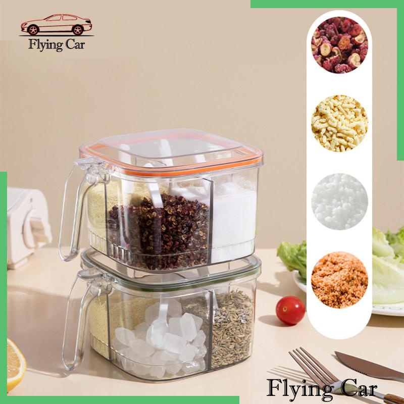 Hộp Đựng Gia Vị 4 Ngăn Có Nắp Đậy Tiện Dụng
