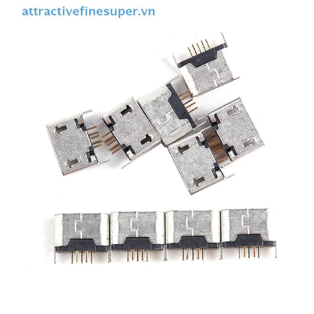 Bộ 10 Chân Ghế Cổng Micro USB 5pin 180 Độ° Miệng Phẳng Không Uốn Cong Bên Hông