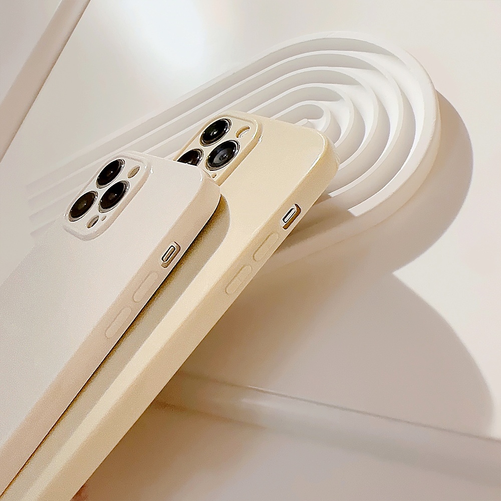 Ốp Điện Thoại TPU Mềm Chống Trầy Màu Trơn Bảo Vệ Ống Kính Máy Ảnh Cho IPhone 11 12 13 14 Pro Max