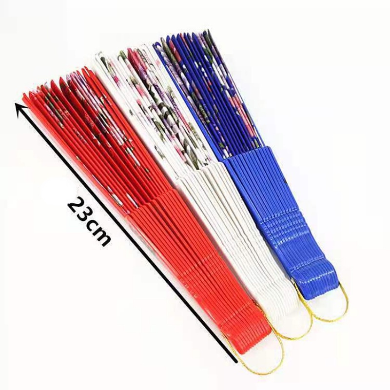 Quạt Xếp Cầm Tay Bằng Satin In Họa Tiết Nghệ Thuật Trung Hoa Tinh Tế Dùng Làm Quà Tặng