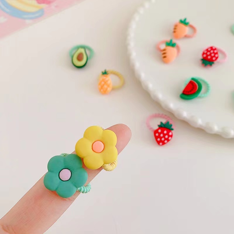 Set 10 Dây Cột Tóc Co Giãn Đính Nơ Hoạt Hình Dễ Thương Cho Bé Gái