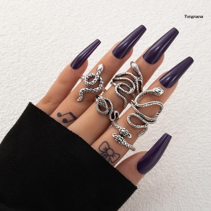 Set 5 Nhẫn Đeo Tay Kim Loại Phong Cách Retro Cho Nữ