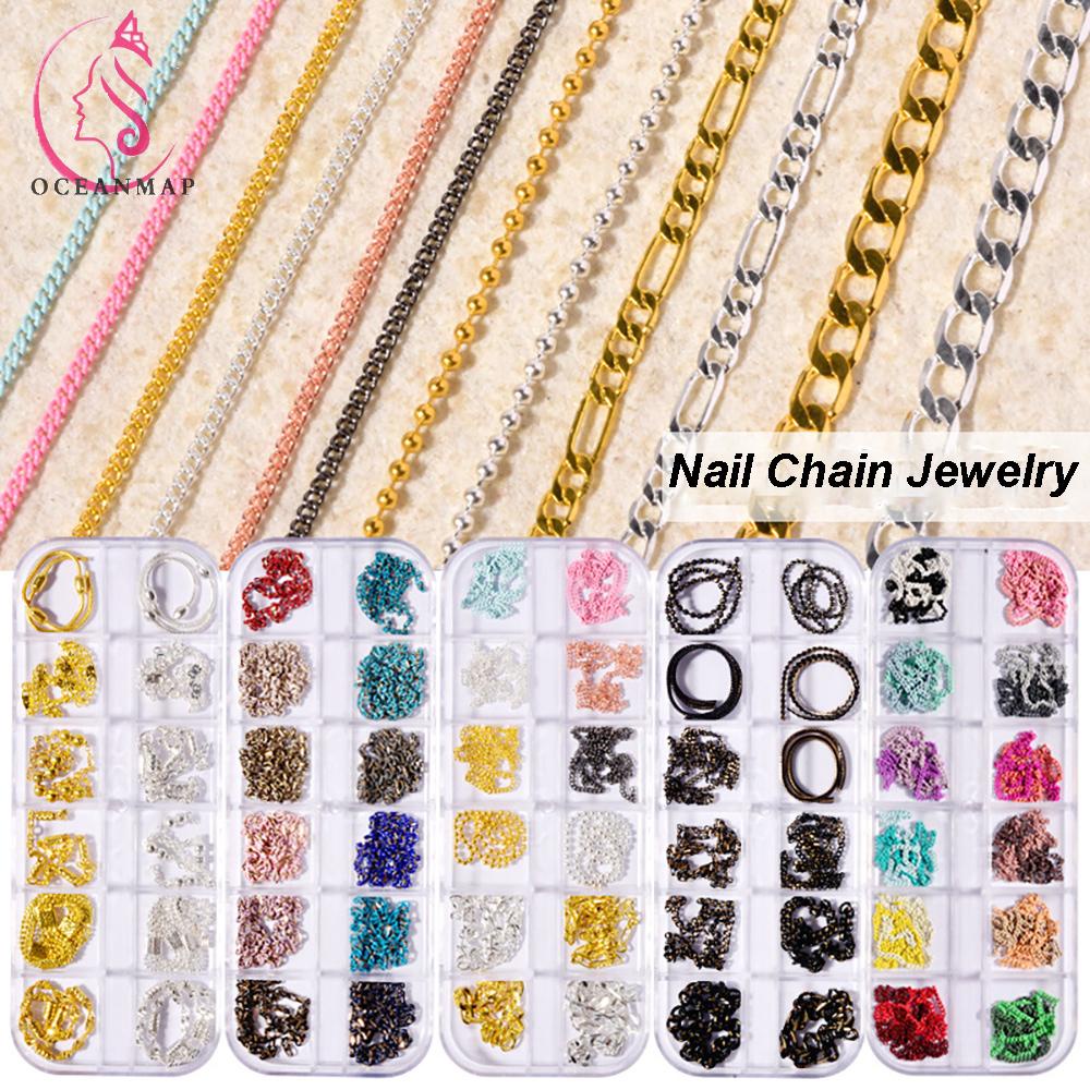 Hộp 12 ngăn phụ kiện 3D trang trí móng tay đẹp mắt