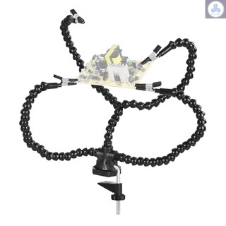 Helping Hands Soldering Third Hand PCB Tool with 3 Flexable Arms Rotatable Clips and Stable Desk Clamp Base for Soldering Assembly Repair Modeling DIY Black