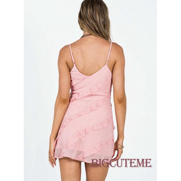 Đầm Hai Dây Cổ Chữ V Màu Sắc Thời Trang Mùa Hè Cho Nữ