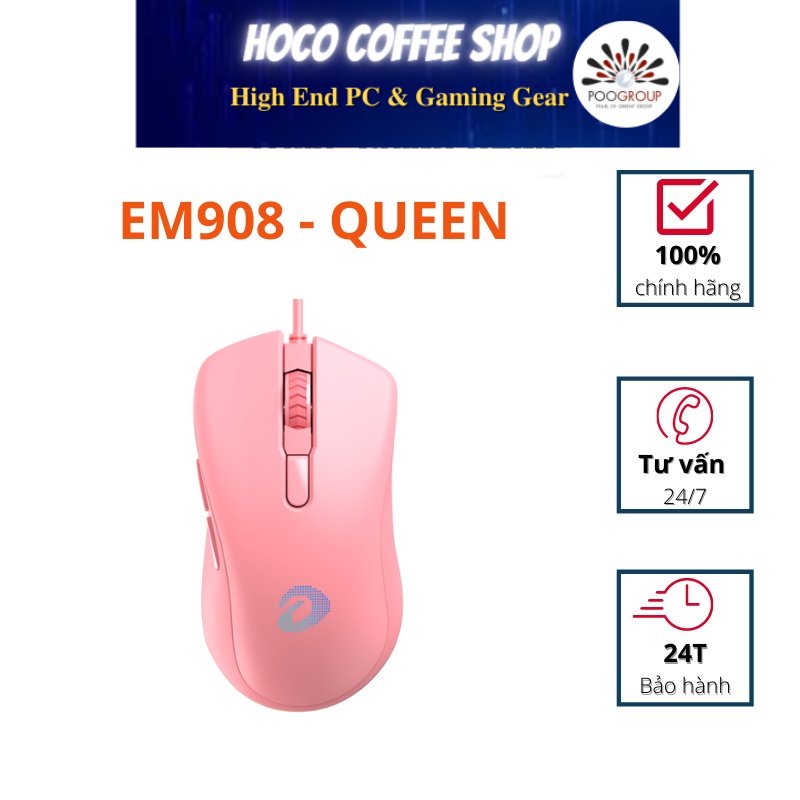 Chuột Gaming DAREU EM908 Pink (LED RGB, BRAVO sensor) - EM908 Hồng