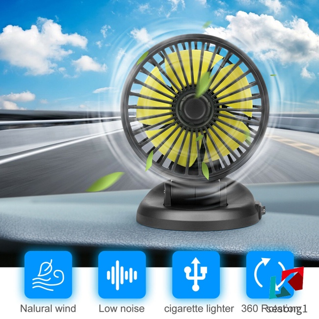 Quạt Làm Mát Bằng Điện Xoay 360 Độ Giao Diện Usb 12v / 24v Cho Xe Hơi / Xe Tải / Suv