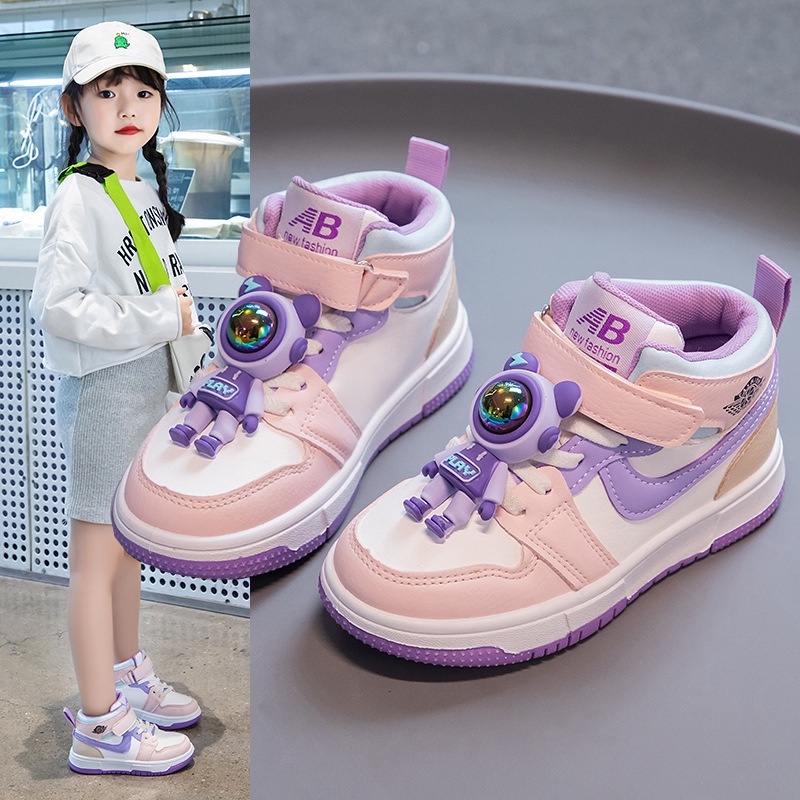 Giày Sneaker Cổ Cao Hoạ Tiết Hoạt Hình Dễ Thương Cho Bé