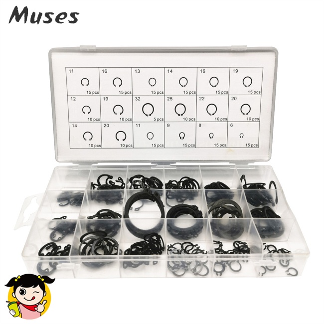 Bộ 225 Vòng Kẹp Chữ C 6mm-32mm Bằng Thép Mangan Chuyên Dụng Chất Lượng Cao