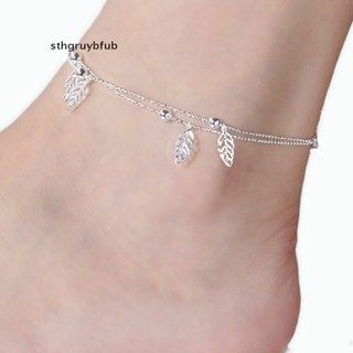 Lắc chân mạ bạc hình chiếc lá thời trang