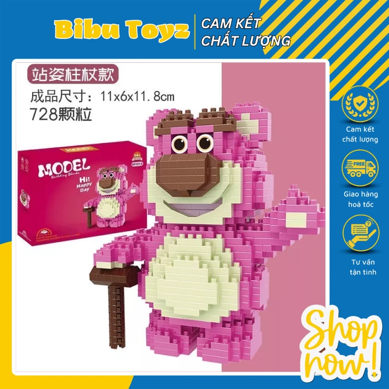 Bộ Đồ Chơi Lắp Ráp Mini Gấu Dâu Lotso Miniso Hoạt Hình Dễ Thương