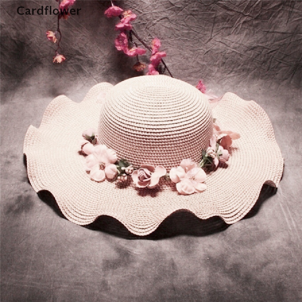 < Cardflower > Mũ Chống Nắng Đi Biển Mùa Hè Đính Hoa Thanh Lịch Cho Nữ
