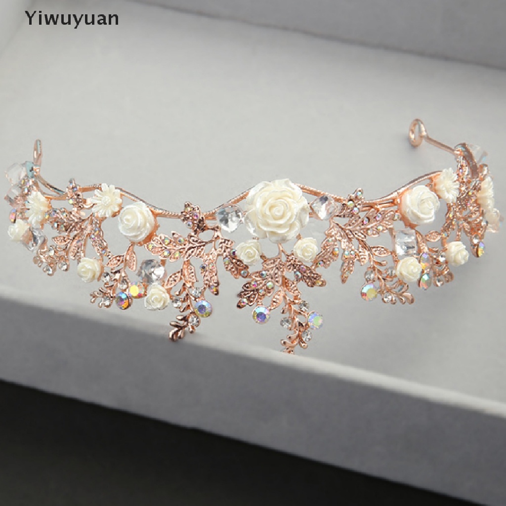 < Yiwuyuan > Vương Miện Đội Đầu Cô Dâu Đính Đá Pha Lê Màu Vàng Phong Cách Baroque
