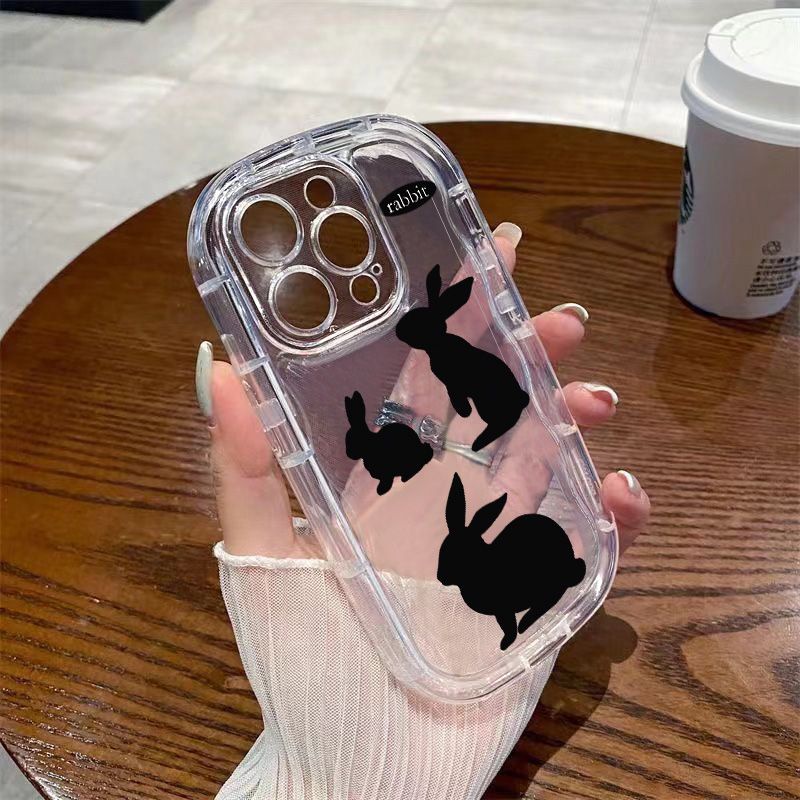 ✅Ốp Điện Thoại Mềm Trong Suốt Chống Sốc Hình Thỏ Đen Cho Iphone 712xr 11iPhone14 Xsmax 8p 13