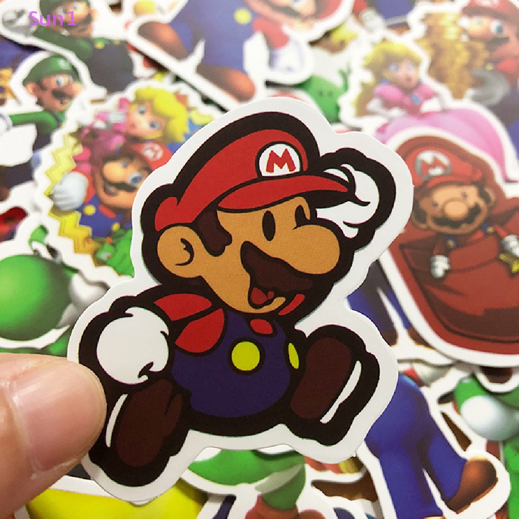 Set 50 Sticker Super Mario Bros Dán Trang Trí Ván Trượt / Laptop / Hành Lý DIY Sun1 >
