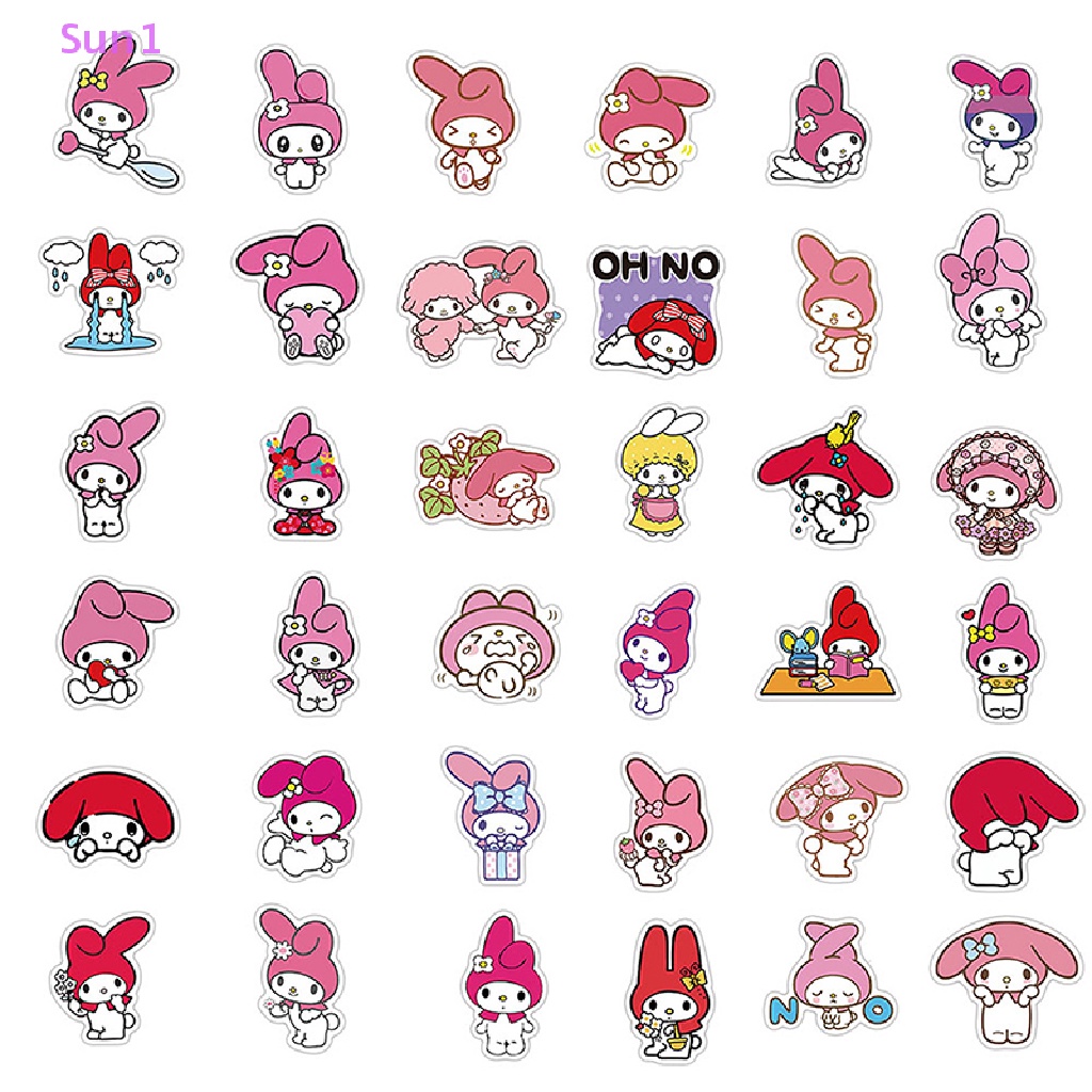 Set 100 Sticker Sun1 &gt; 100 Nhãn Dán Hình Melody Dễ Thương Trang Trí Laptop Xe Máy Ván Trượt DIY