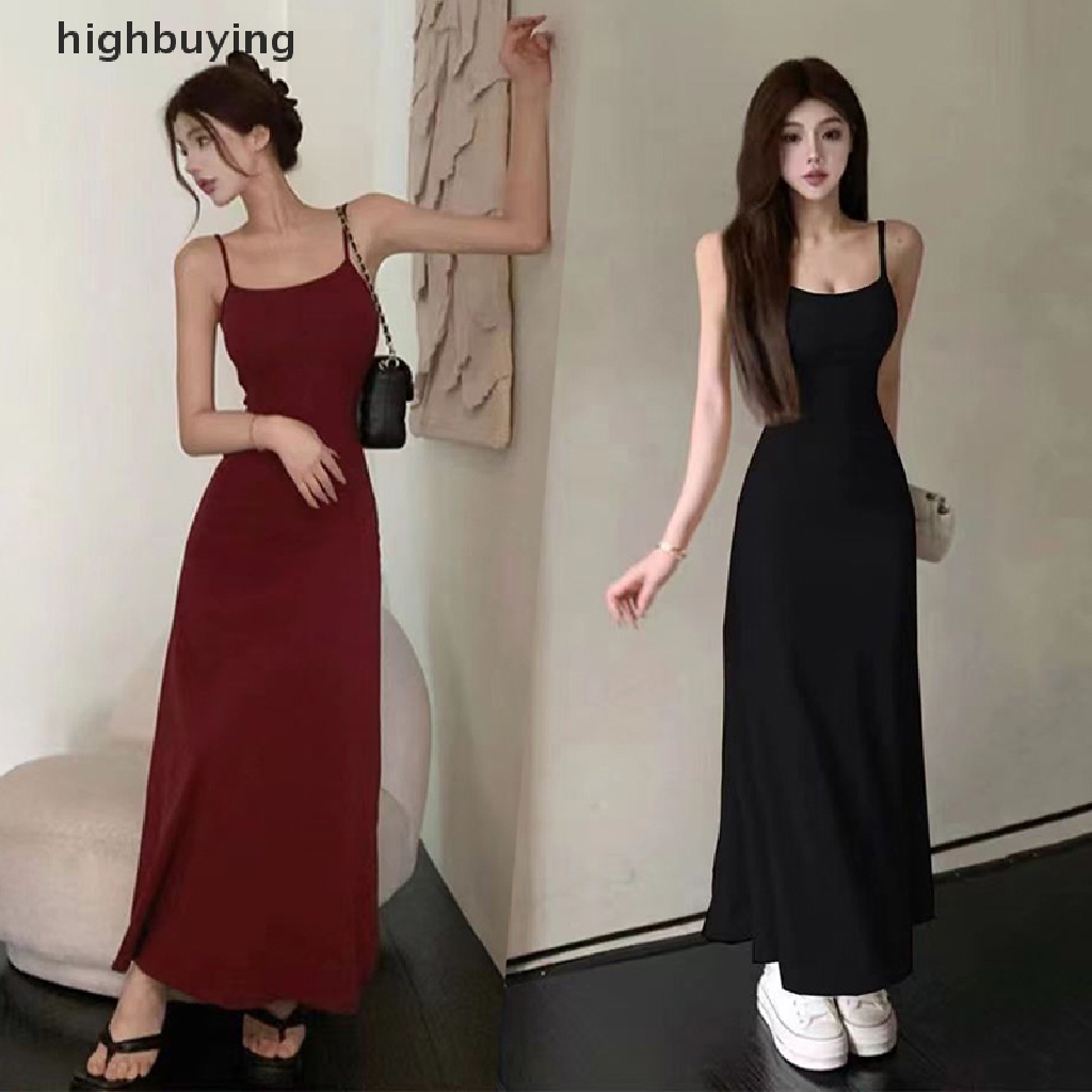 Hbvn Belle Spaghetti Đầm Dây Mảnh Retro Đường Phố Đơn Giản Hợp Thời Trang Mùa Hè Cho Nữ