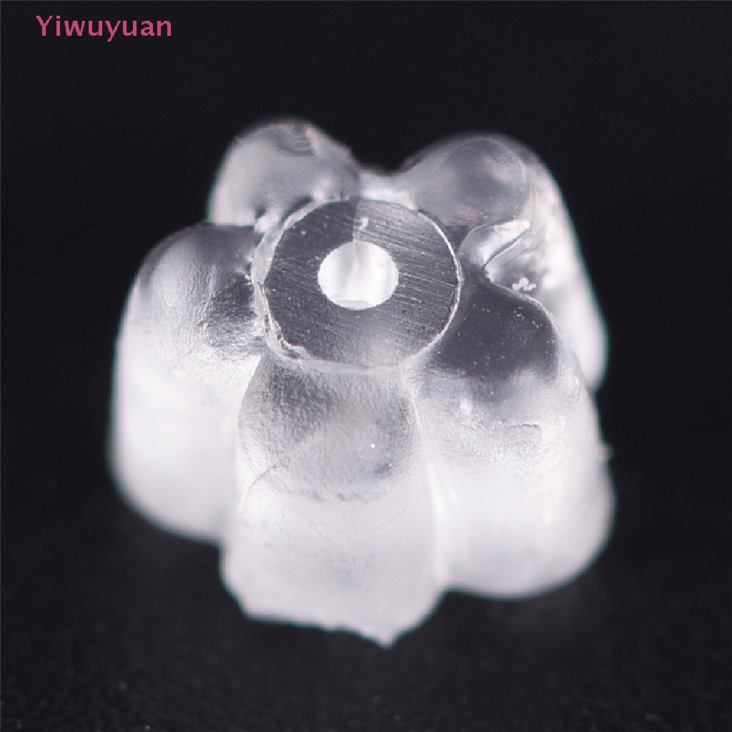 Set 100 Móc Khuyên Tai Bằng Silicon Cao Su Mềm Trong Suốt Hình Hoa An Toàn Mới