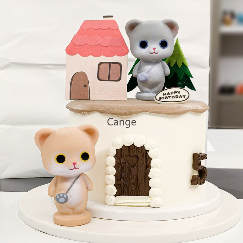 [Giao Hàng Nhanh] Phụ Kiện Trang Trí Bánh Kem Tráng Miệng Hình Mèo Kitty Dễ Thương