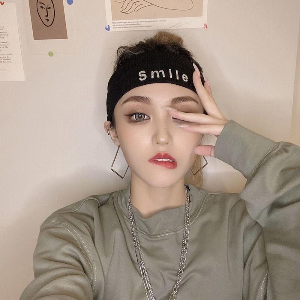 Băng Đô Dệt Kim Hình Mặt Cười In Chữ Thấm Hút Mồ Hôi Cho Nữ