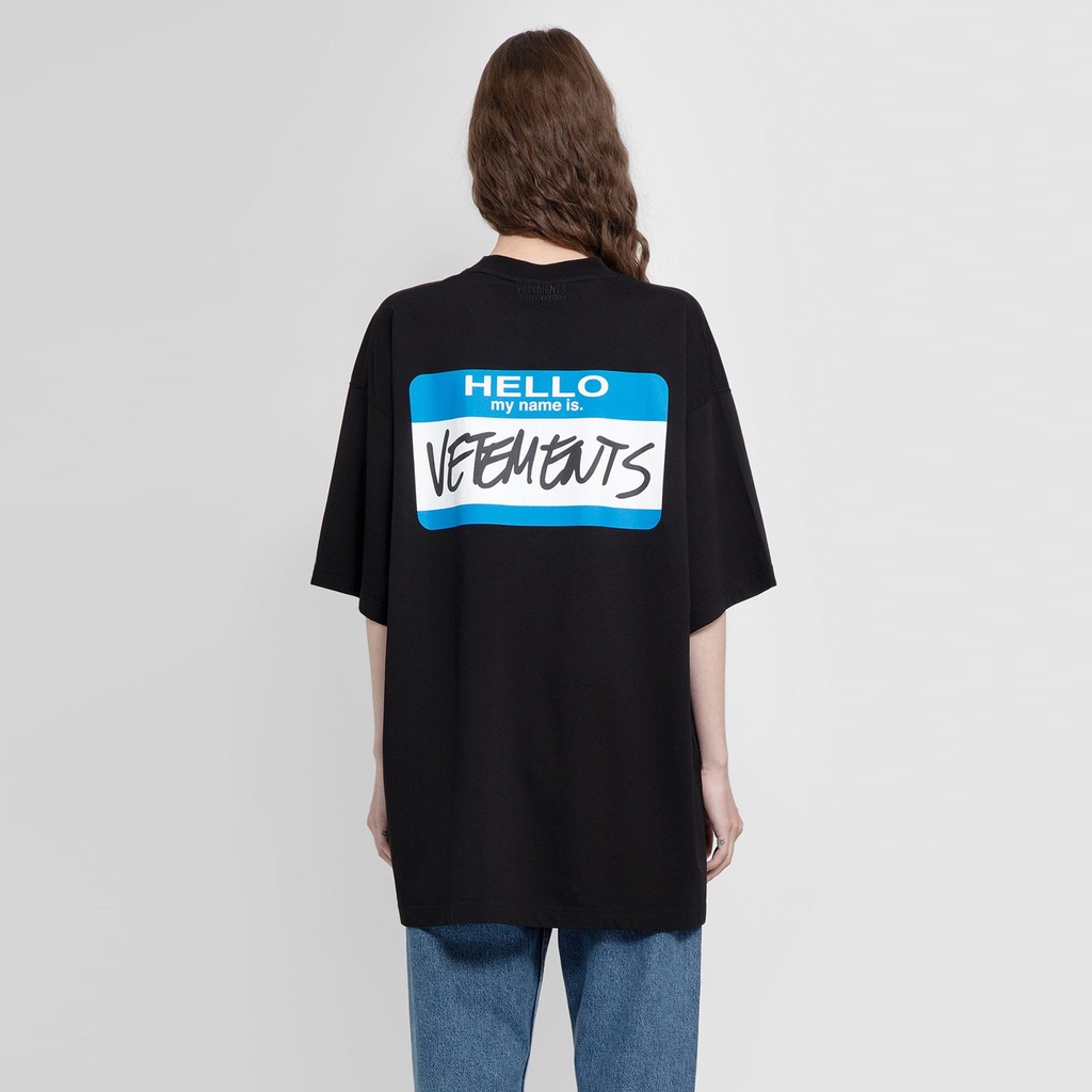 Vetements Áo Thun cotton Tay Ngắn Cổ Tròn In LOGO Chữ Trước Và Sau Thời Trang Cho Nam Và Nữ