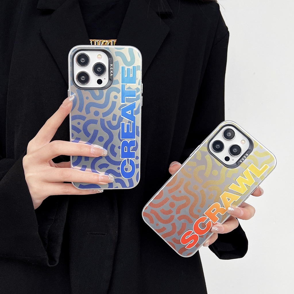 Ốp Điện Thoại Silicon Mềm Trong Suốt In Chữ Hai Mặt Màu Gradient Thời Trang Chống Rơi Cho iPhone 14 13 12 Pro Max