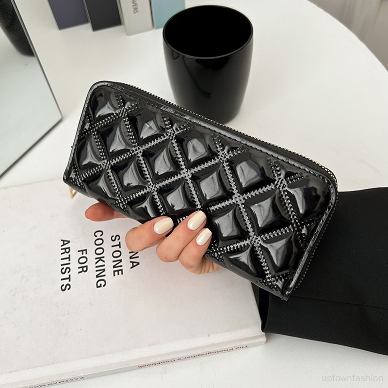 Ví Cầm Tay Nhiều Ngăn Họa Tiết Hình Thoi Đơn Giản Cho Nữ