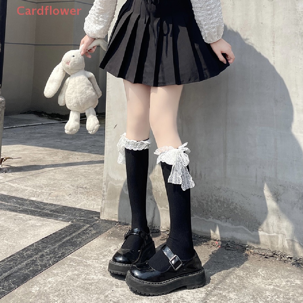 &lt; Cardflower &gt; Vớ Dài Đến Đầu Gối Co Giãn Đính Nơ Ngọt Ngào Phong Cách Lolita Nhật Bản Cho Nữ