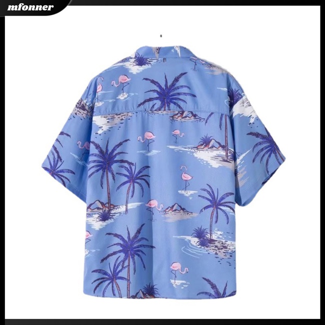 Áo Sơ Mi Nam Tay Ngắn Dáng Rộng Họa Tiết Hoa Phong Cách Hawaii Cá Tính