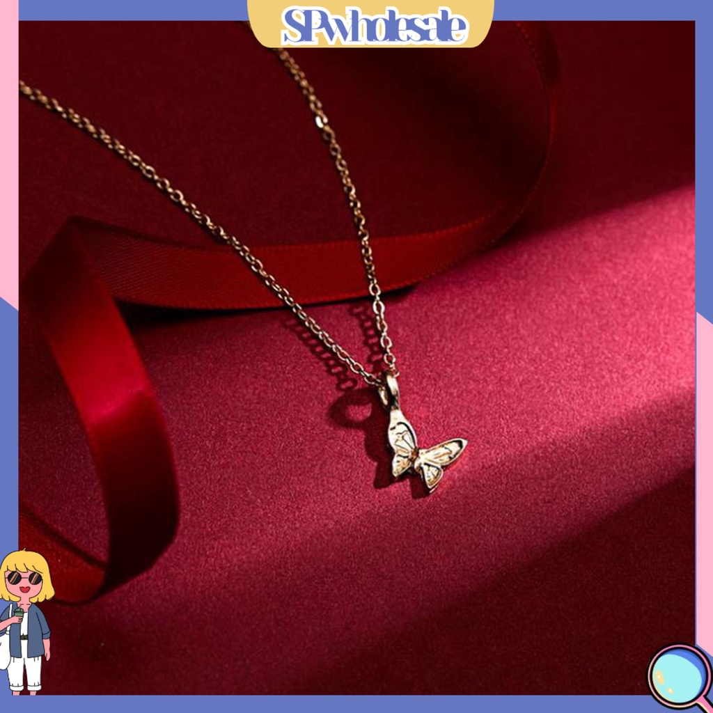 <SPwholesale> Vòng cổ Mạ Bạc Mặt Hình Bướm Lấp Lánh
