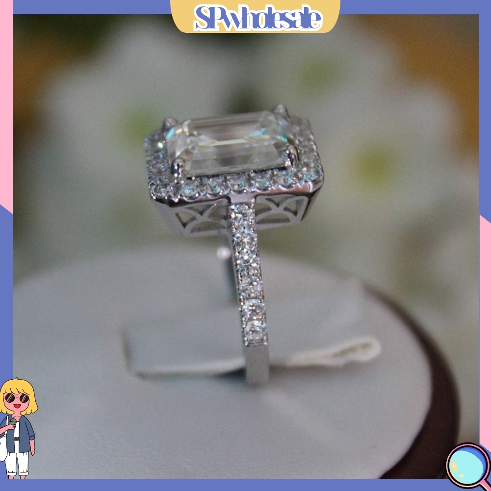 <SPwholesale> Nhẫn Đính Hôn Mặt Vuông Đính Đá Sang Trọng Dành Cho Nữ
