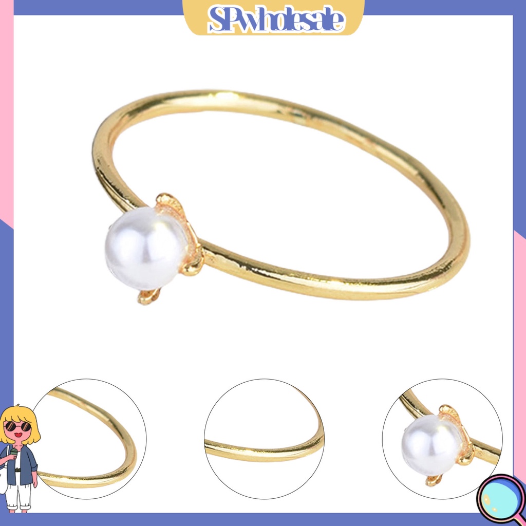 <SPwholesale> Nhẫn Đính Hôn Đính Ngọc Trai Nhân Tạo Mini Quyến Rũ Cho Nữ