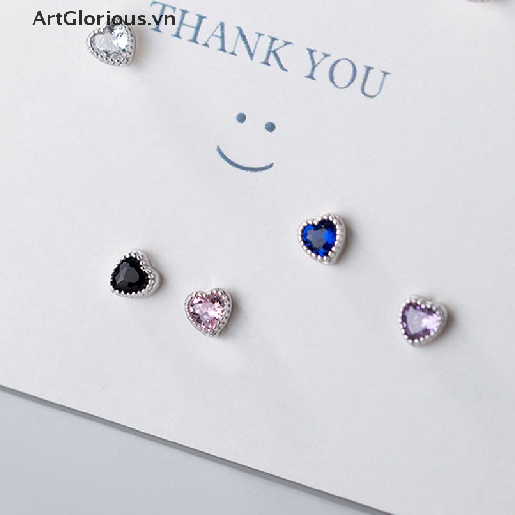 1 Đôi Bông Tai Đính Đá Zircon Hình Trái Tim Thời Trang Dành Cho Nữ
