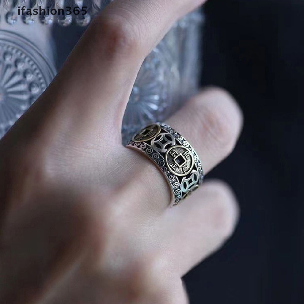Nhẫn Hở Hình Đồng Xu Hoàng Đế Năm Cánh Phong Cách Vintage Thời Trang ifashion365 Có Thể Điều Chỉnh Cho Nam Và Nữ