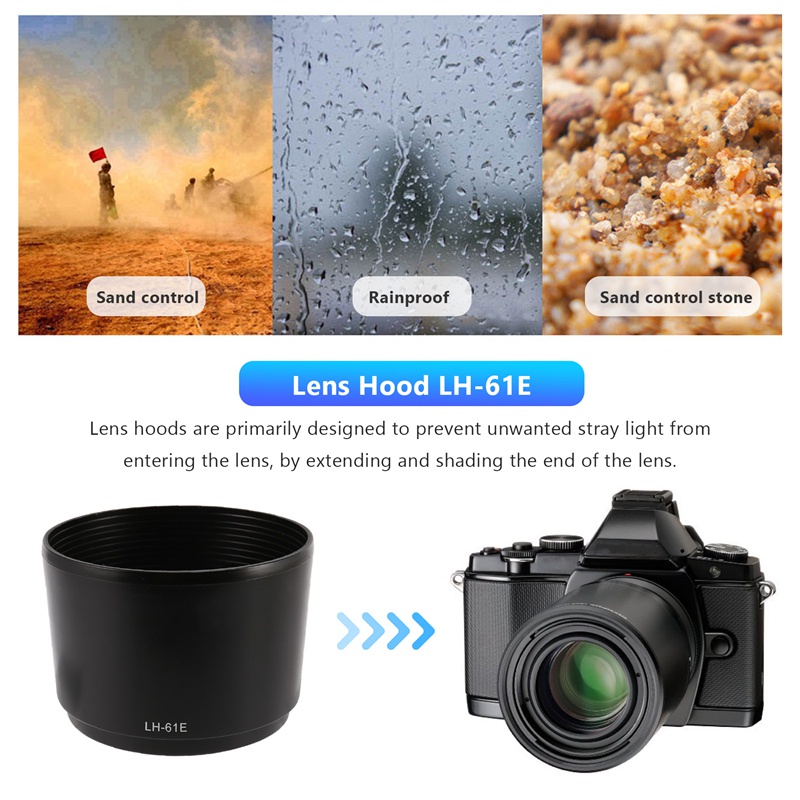 Loa Che Nắng Cho Máy Ảnh Olympus M.ZUIKO ED 75-300mm f / 4.8-6.7 LH-61E Đen