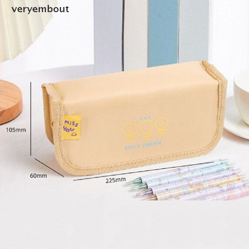 Túi Đựng Bút Bằng Vải Sức Chứa Lớn In Hình Hoạt Hình Dễ Thương Phong Cách Hàn Quốc